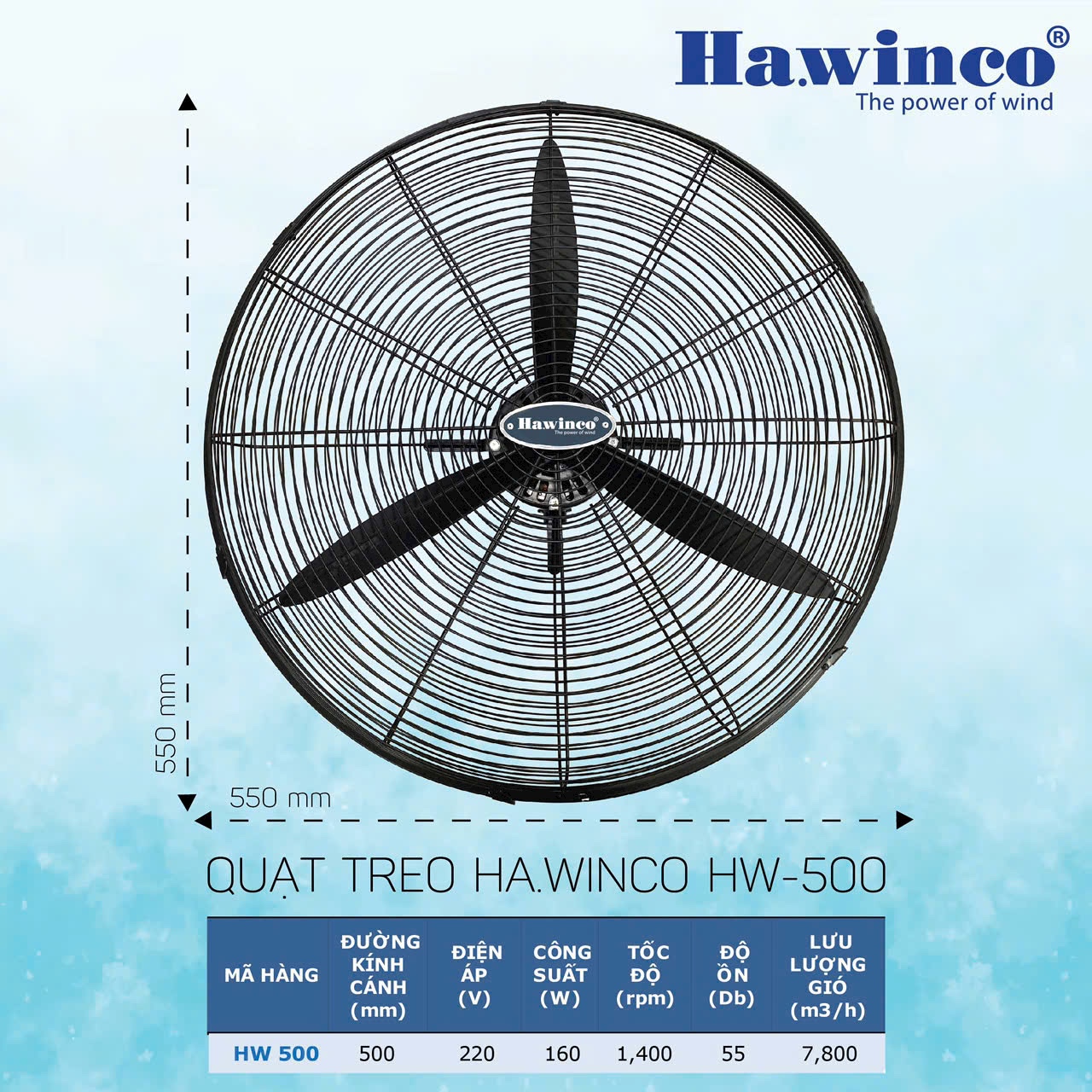 Quạt treo công nghiệp Ha.winco HW 500c